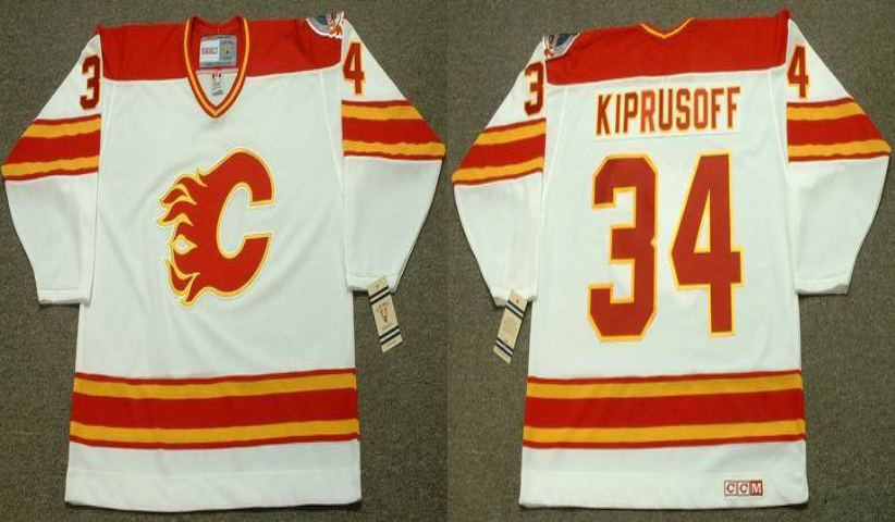 2019 Men Calgary Flames #34 Kiprusoff white CCM NHL jerseys
